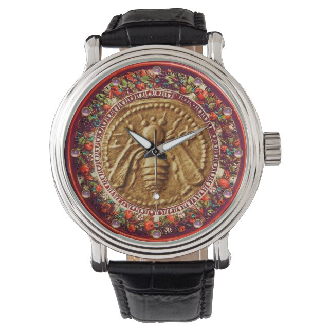 MONTRE HONEY BEE / ROUGE VERT FLORENTINE FLORALE COWN (devant)