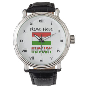 Montre Hongrie et drapeau hongrois avec votre nom