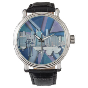 Montre Horizon   3D bleu de New York City
