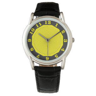 Montre horloge abstraite noire jaune avec minutes