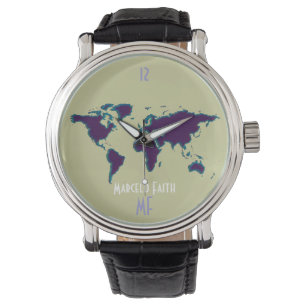 Montre horloge et carte du monde