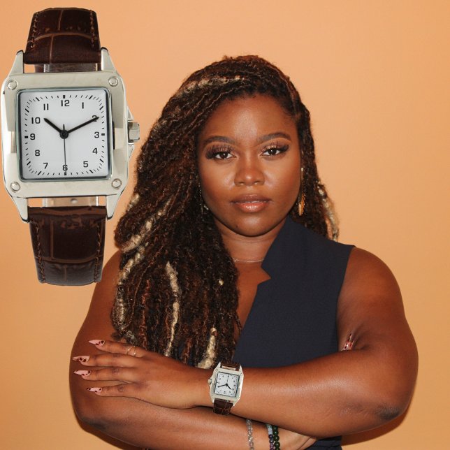 Montre Horloge Face Ajouter Photo Art Carré Cuir Strange (Custom Photo Logo Art Slogan Square Leather Strap Watch for women.)