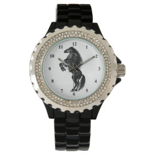 Montre Horloge sauvage noire dressée