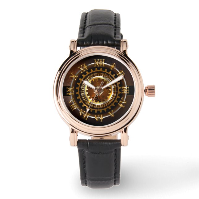 Montre Horloge Steampunk avec des engrenages anciens (Recto)