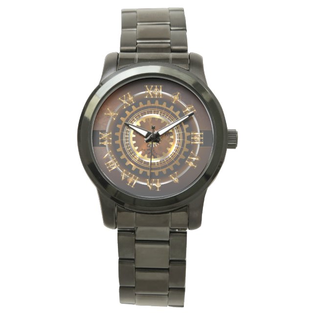 Montre Horloge Steampunk avec des engrenages anciens (devant)