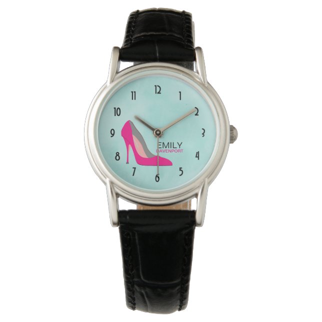 Montre Hot rose Stiletto High Heel Shoe Chic Personnalisé (devant)