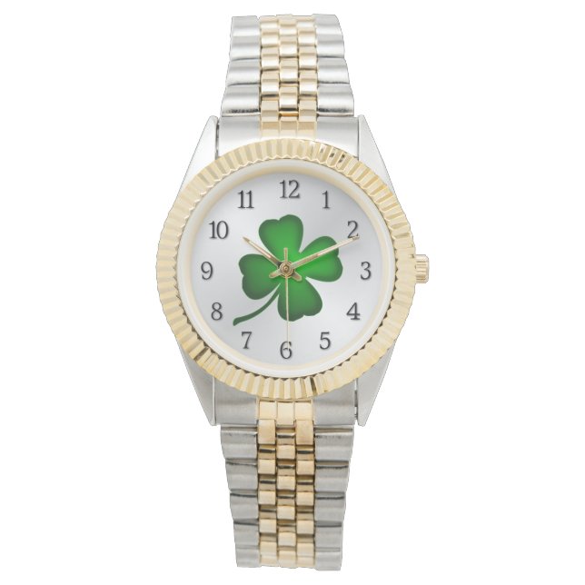 Montre Housse à quatre feuilles avec chiffres noirs (devant)