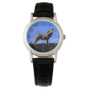 Montre Howling Wolf en hiver - Art faunique original