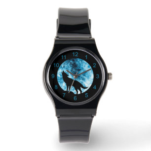 Montre Howling Wolf Hiver neige bleue fumée Abstraite