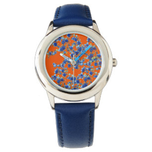 Montre hydrangea orange et bleu