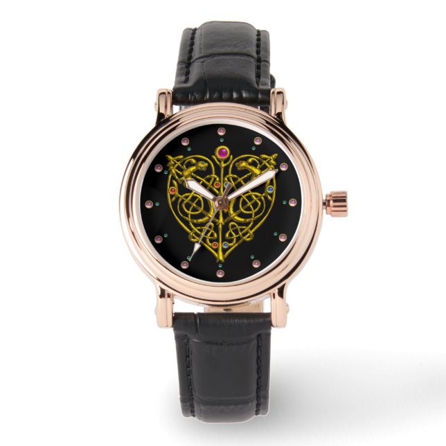 Montre HYPER VALENTINE, ROBE CELTIQUE D'OR COEUR Noir (Recto)