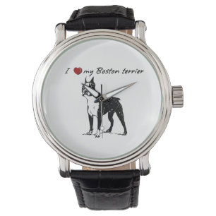 Montre I graphique mes mots de Boston Terrier avec chien