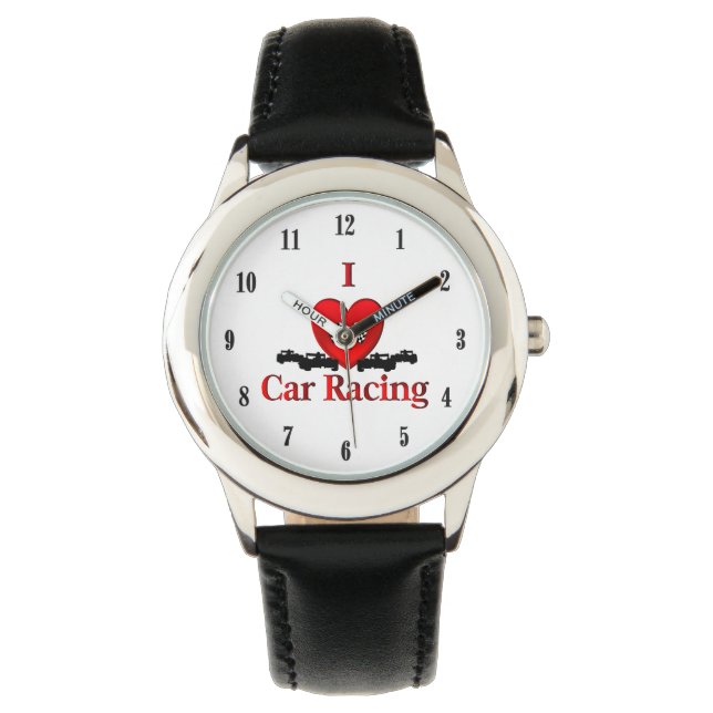 Montre I Heart Car Racing Numéros Noirs (devant)
