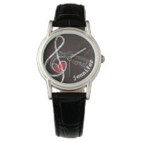 I HEART MUSIC Treble Clef Black Personnalisé