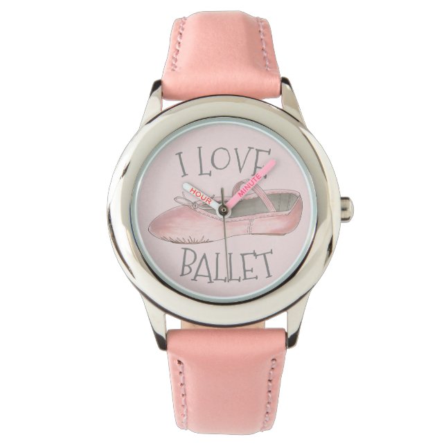 Montre I Love Ballet Ballerina Pink Slipper professeur de (devant)