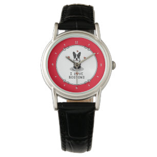 Montre I Love Bostons - Boston Terriers (noir & blanc)