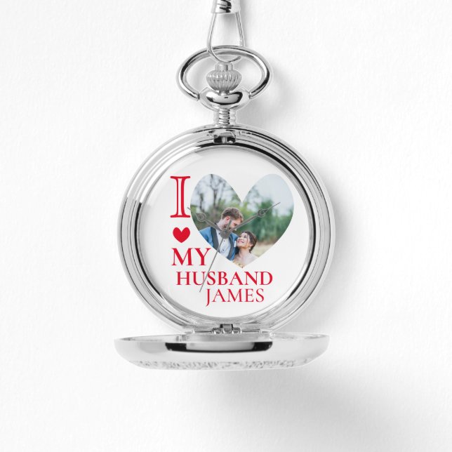 Montre I Love My Husband Custom Heart Photo (Recto)