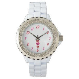 Montre I Love You Femme Rhinestone White Enamel Watch