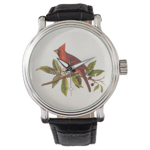Montre Illustration cardinale vintage d'oiseau de chanson