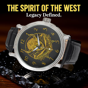 Montre Illustration complexe d'un bison d'or dans la natu