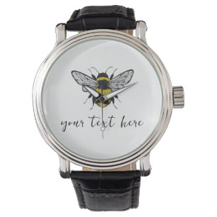 Montre Illustration d'abeille - ajoutez votre propre text