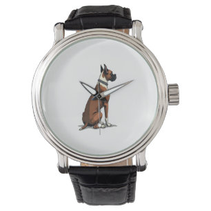 Montre Illustration de Boxer Vintage vu de dos Marron W