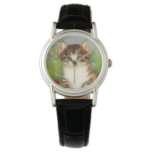 Montre Illustration de chat souriant vintage