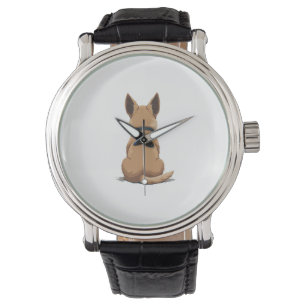 Montre Illustration de chien vintage vue arrière avec gra