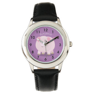 Montre Illustration de cochon cartoon rose mignon au vent