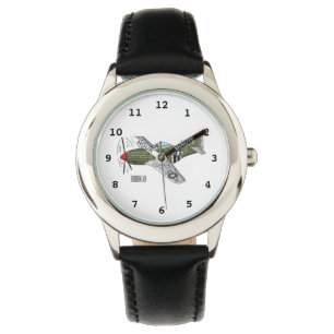 Montre Illustration de dessin animé d'avion militaire