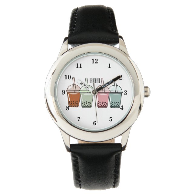 Montre Illustration de dessin animé pour le thé de bulle (devant)