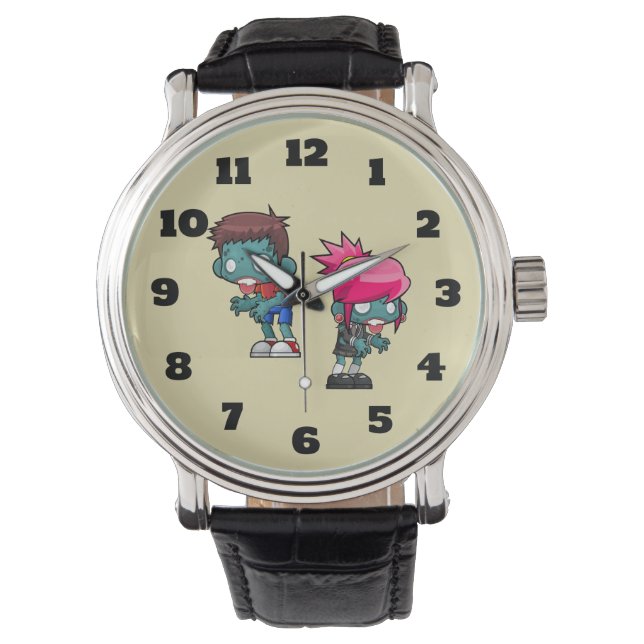 Montre Illustration de jote garçon et fille Zombie (devant)