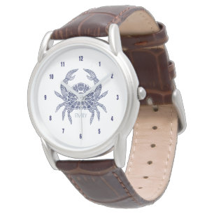 Montre Illustration de la ligne tribale du crabe bleu