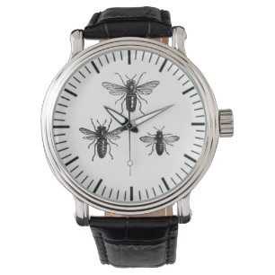 Montre Illustration de la reine abeille et abeilles ouvri