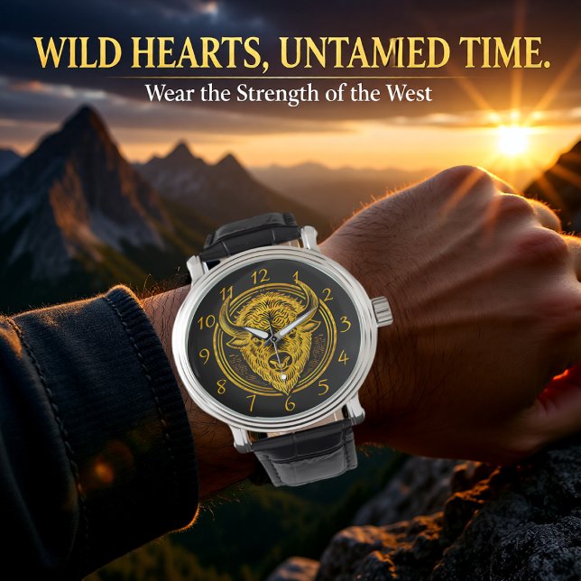 Montre Illustration de la tête de bison complexe (Créateur téléchargé)