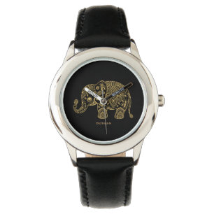 Montre Illustration de l'éléphant floral de la Parties sc