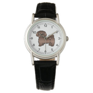 Montre Illustration de Shih Tzu de dessin animé marron fo