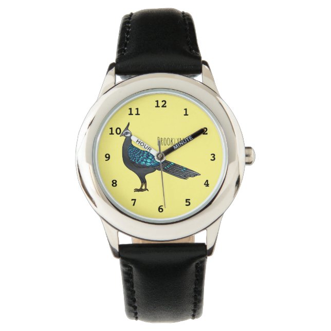 Montre Illustration d'oiseau de faisan paon de Palawan (devant)