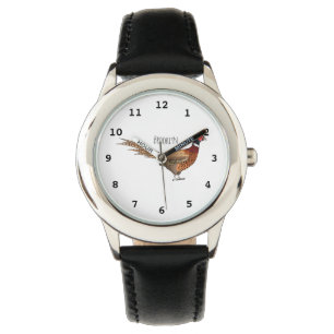 Montre Illustration d'oiseau faisan à cou circulaire