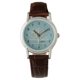 Montre Illustration d'Oiseaux oranges modernes dans un gr