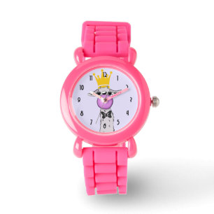 Montre Illustration drôle de lama soufflant une bulle ros