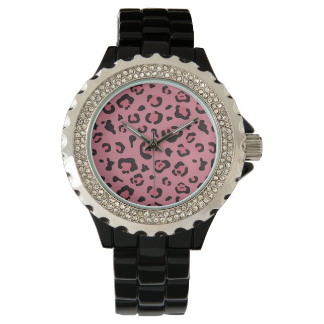 Montre Illustration d'un animal léopard rose (devant)