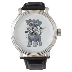 Montre Illustration d'un chiot Schnauzer adorable avec de