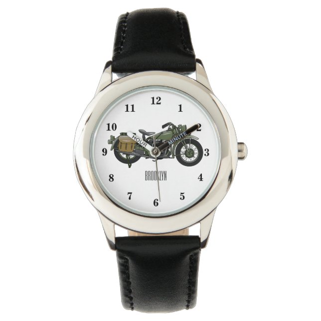 Montre Illustration d'une moto de croiseur militaire (devant)