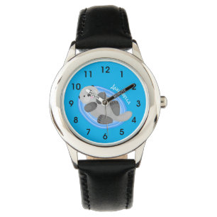 Montre Illustration en bleu de loutre de mer joyeux