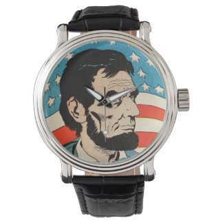Montre Illustration vintage du drapeau américain avec Abr