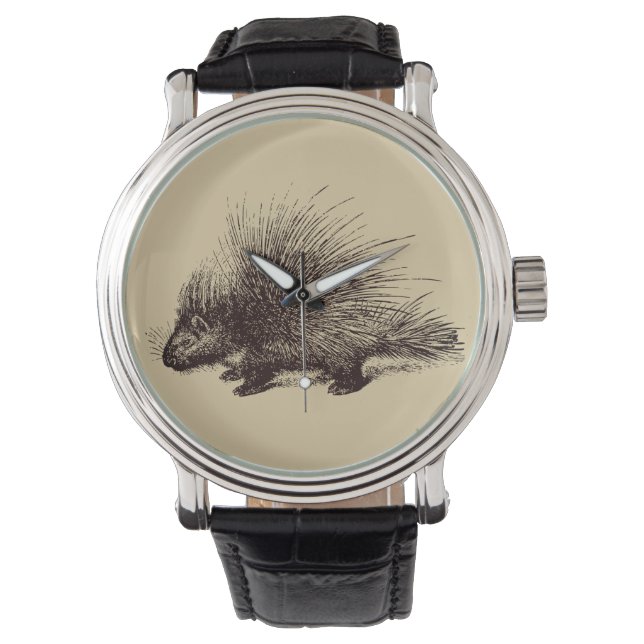 Montre illustration Vintage du porc-épic (devant)