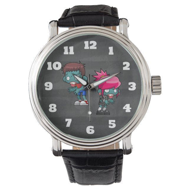 Montre Illustration Zombie de garçon mignonne et fille de (devant)