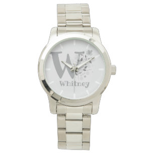 Montre Image florale avec chiffres, nom et femmes initial