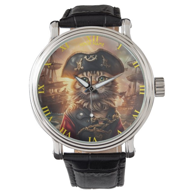 Montre Imaginaire Cute Chat Pirate Casquette (devant)